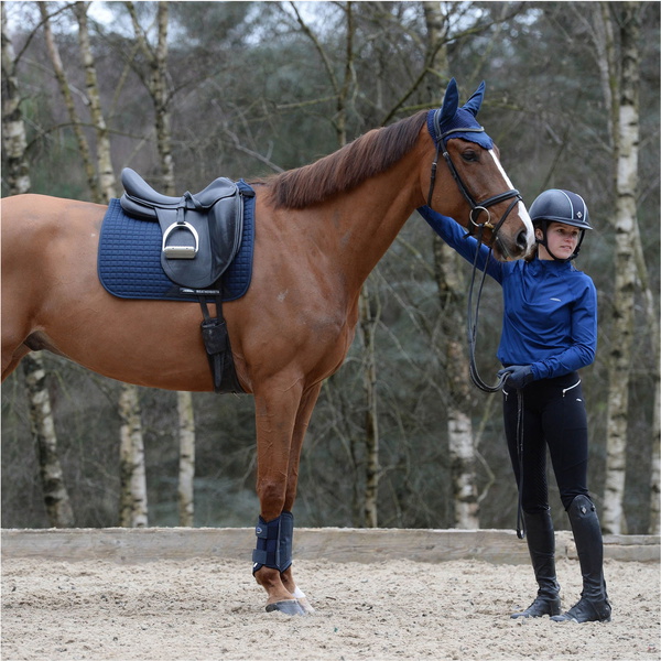 Weatherbeeta Womens Prime Long Sleeve Top & All Purpose Saddle Pad PLSTDSP - Navy